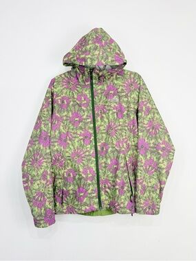 The North Face DryVent Green Pink Floral Zip Up Hooded Windbreaker Jacket